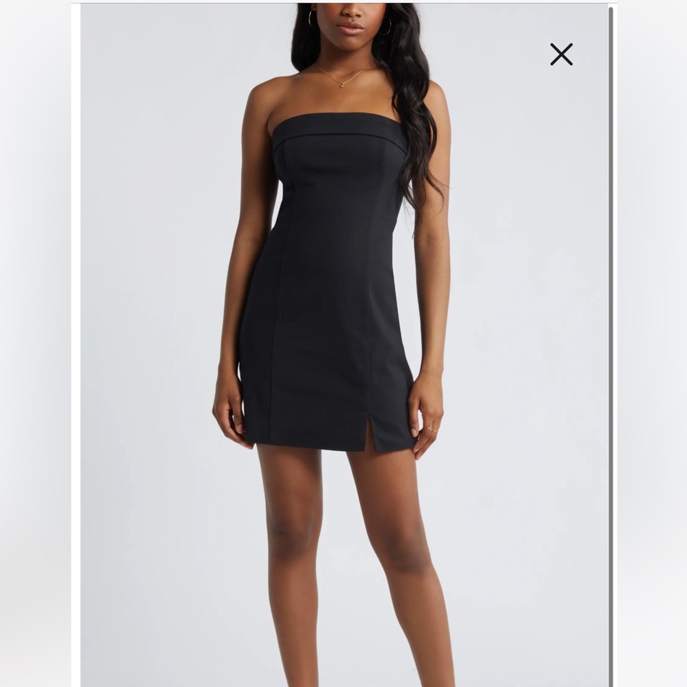 Nordstrom BP Foldover Strapless Minidress Black Medium